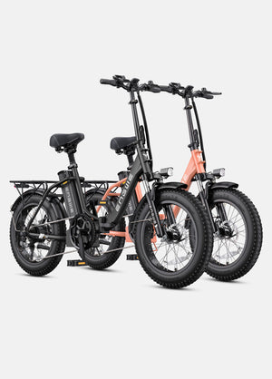 1 onyx black and 1 rose pink engwe l20 2.0 electric commuter bikes